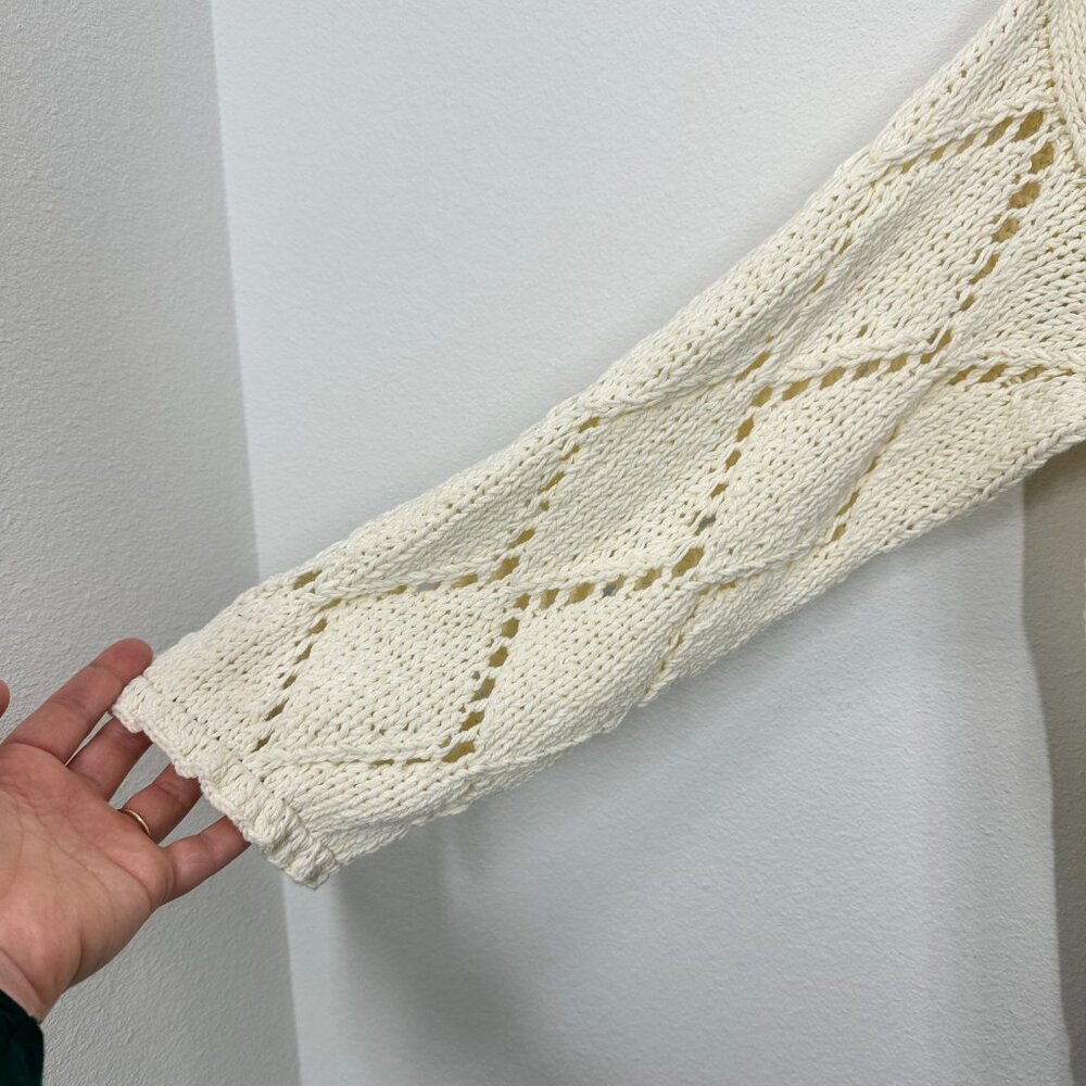 Vintage Coquette Cardigan Open Knit  Off the Shoulder Romantic Feminine M/L - Picture 4 of 6